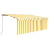 vidaXL k&auml;sitsi sisset&otilde;mmatav varikatus ruloo&LED, 4x3m, kollane/valge
