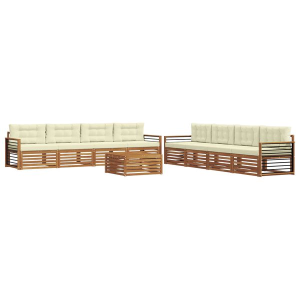 vidaXL V&auml;li diivanikomplekt padjaga 9 pcs Looduslik ja kreem