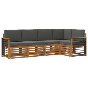 vidaXL Nurgadiivanikomplekt padjaga 5 pcs Looduslik ja antriit