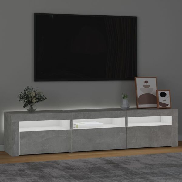 vidaXL telerialus LED-tuledega, betoonhall, 180x35x40 cm