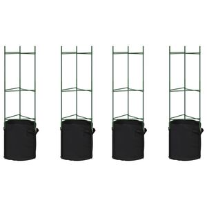 vidaXL tomatitaime tugi koos taimekotiga 4 tk, 116 cm, teras ja PP