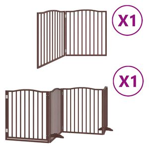 vidaXL kokkupandav koerav&auml;rav uksega, 6 paneeli, pruun 480 cm, pappel