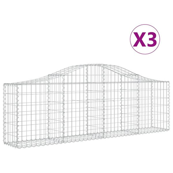 vidaXL kaarekujulised gabioonkorvid 3 tk, 200x30x60/80 cm, raud