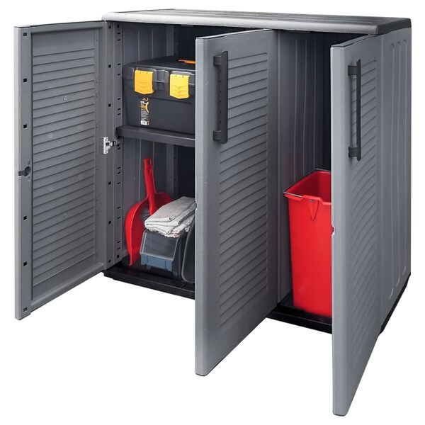 vidaXL aia hoiukapp, hall ja must, 102 x 37 x 84 cm, PP