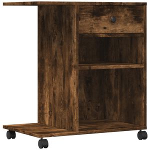 vidaXL ratastega printerialus, suitsutatud tamm, 60x40x68,5 cm