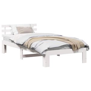 vidaXL Voodi raam peaga Valge 80 x 200 cm Tahke m&auml;nd