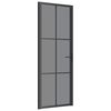 vidaXL siseuks, 76 x 201,5 cm, must, ESG-klaas ja alumiinium