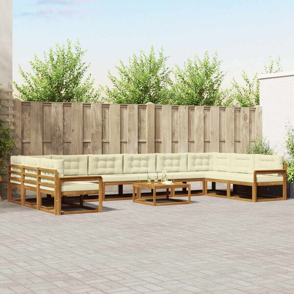 vidaXL V&auml;li diivanikomplekt padjaga 11 pcs Looduslik ja kreem