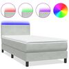 vidaXL kontinentaalvoodi madrats ja LED, helehall, 100x210 cm, samet