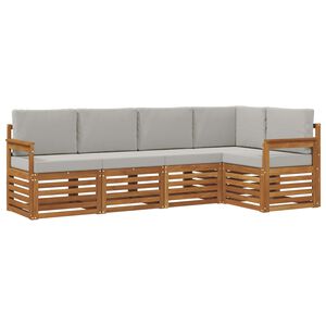 vidaXL Nurgadiivanikomplekt padjaga 5 pcs Looduslik ja Hele Hall