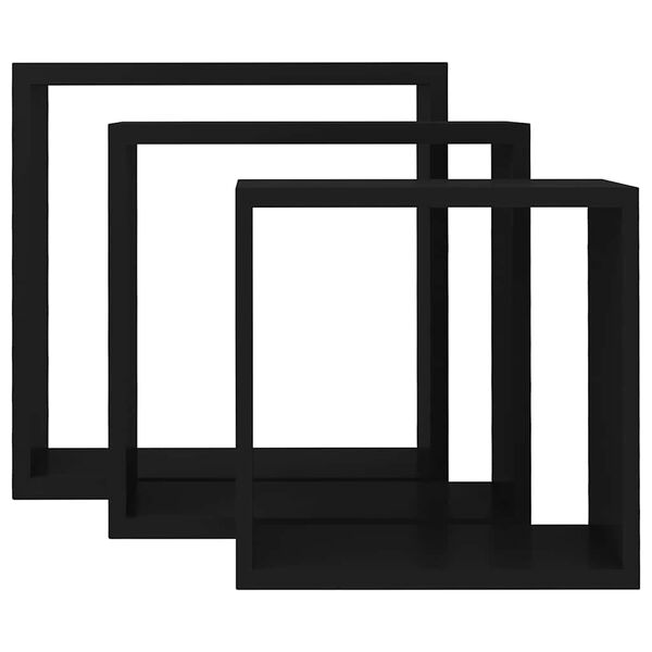 vidaXL kuubikukujulised riiulid, 3 tk, must, MDF
