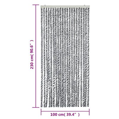 vidaXL putukakardin, hall/must/valge, 100 x 230 cm, šenill