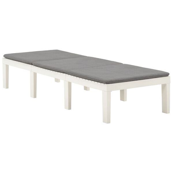 vidaXL päevitustool padjaga, plastist, valge