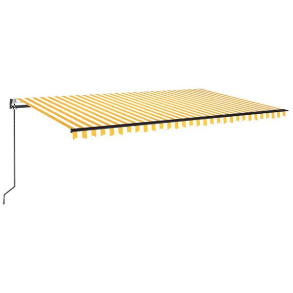 vidaXL automaatne varikatus, LED, tuuleandur, 500x350 cm kollane/valge