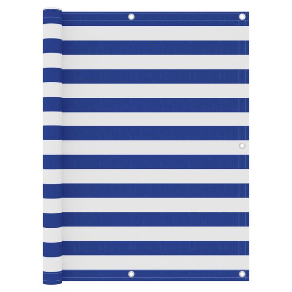 vidaXL rõdusirm, valge ja sinine, 120 x 600 cm, oxford-kangas