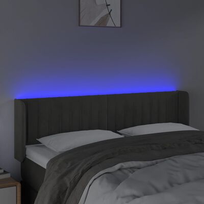 vidaXL LED-voodipeats, tumehall, 147x16x78/88 cm, samet