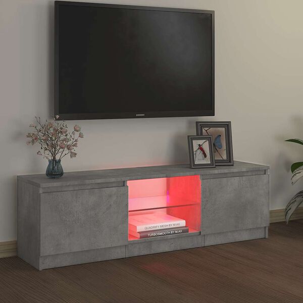 vidaXL telerialus LED-tuledega, betoonhall, 120 x 30 x 36 cm