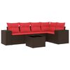 vidaXL 6-osaline aiadiivanikomplekt patjadega, pruun pol&uuml;rotang