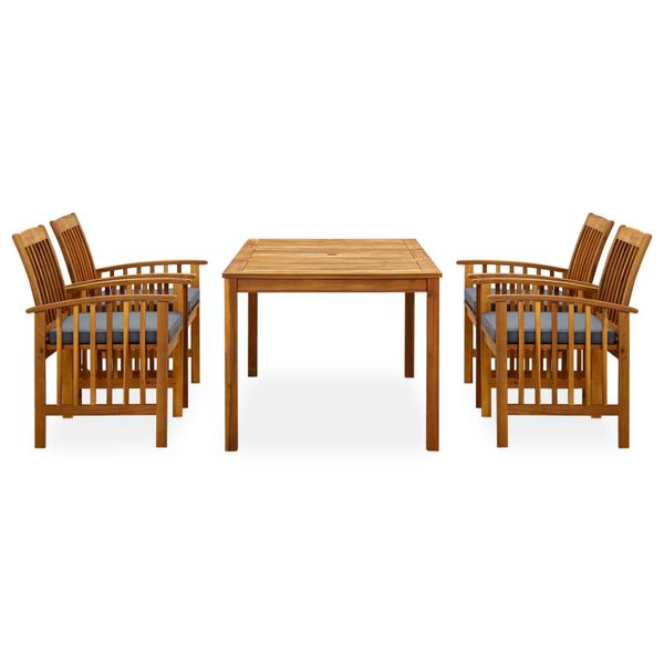 3058088 vidaXL 5 Piece Garden Dining Set with Cushions Solid Acacia Wood (45962+2x312130)