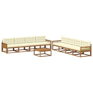vidaXL V&auml;li diivanikomplekt padjaga 9 pcs Looduslik ja kreem