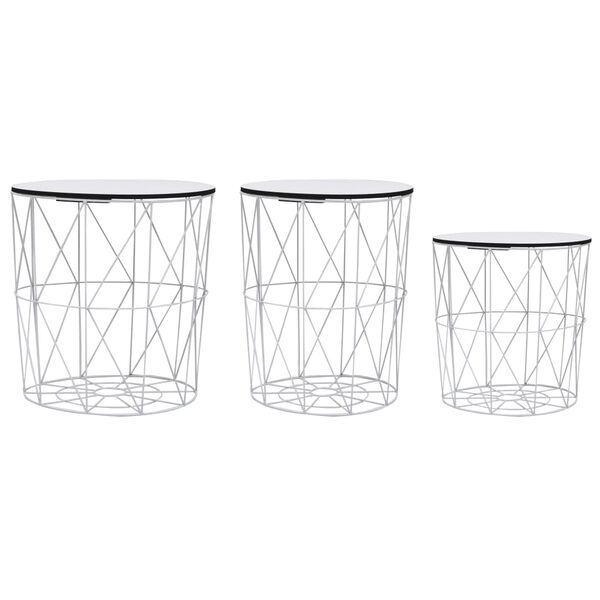 vidaXL kohvilaud, 3 tk, valge