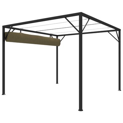 vidaXL varjualune eemaldatava katusega 3 x 3 m, pruunikashall 180 g/m²