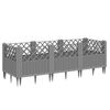 vidaXL vaiadega taimekast, helehall, 123,5x43,5x43,5 cm, PP