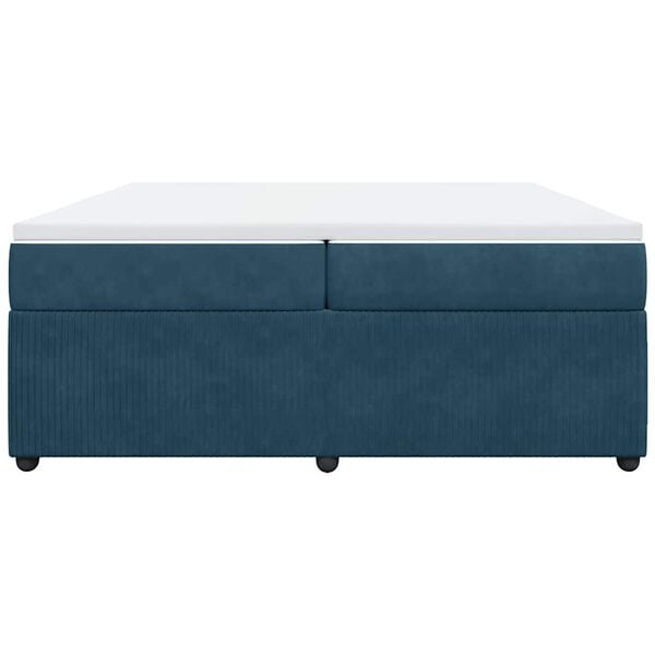 vidaXL kontinentaalvoodi madratsiga, tumesinine, 200x200 cm, samet