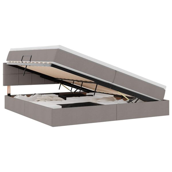 vidaXL LED-valgusega hoiuvoodi peaga Pruunikashall 200 x 200 cm kangas