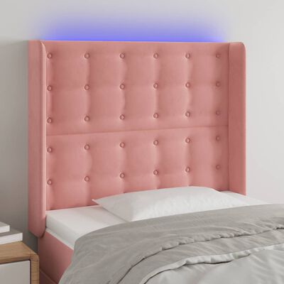 vidaXL LED-voodipeats, roosa, 83x16x118/128 cm, samet