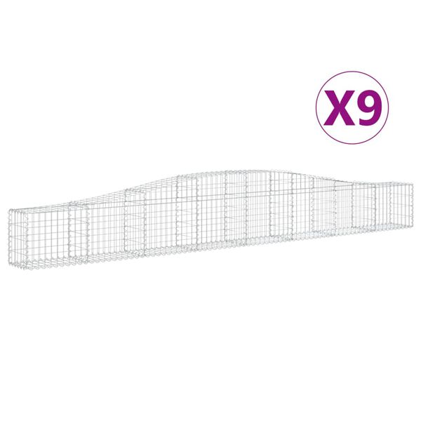 vidaXL kaarekujulised gabioonkorvid 9 tk, 400x30x40/60 cm, raud