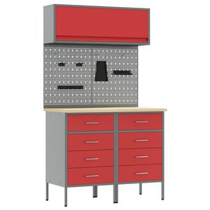 vidaXL T&ouml;&ouml;kappide komplekt sahtliga riiuliga 5 pcs Punane