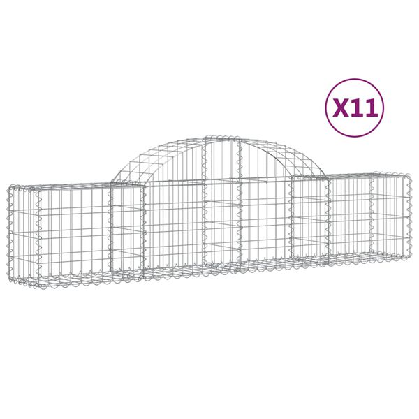 vidaXL kaarekujulised gabioonkorvid 11 tk, 200x30x40/60 cm, raud
