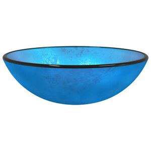 vidaXL valamu, karastatud klaas, 42 x 14 cm, sinine