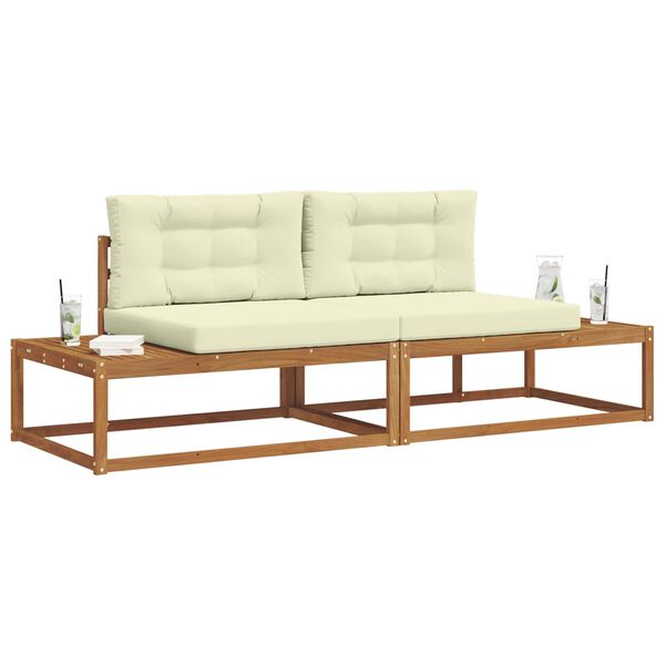 vidaXL V&auml;li diivanikomplekt padjaga 2 T&uuml;kk Looduslik ja kreem