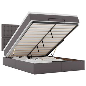 vidaXL Ottomani voodiraam madratsiga, hall, 140x200cm, kunstnahk