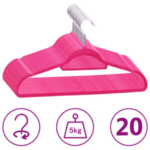 vidaXL 20 tk riidepuud, libisemiskindel, roosa, samet