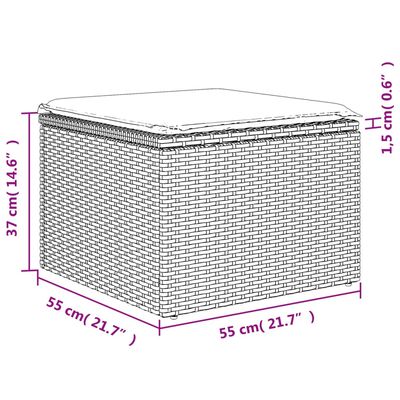 vidaXL aiatumba istmepadjaga, hall, 55 x 55 x 37 cm, polürotang