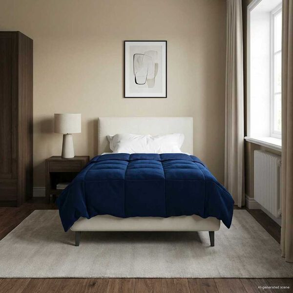 vidaXL Talve tek Rapistatud Tumesinine 140 x 200 cm Mikrokiud