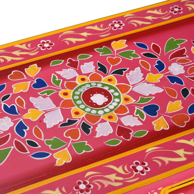vidaXL sahtlitega kummutkapp, mangopuidust, roosa, käsitsi maalitud