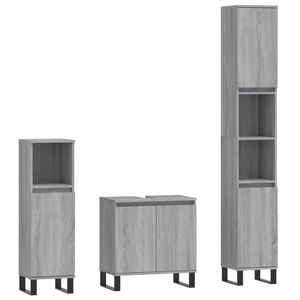 vidaXL 3-osaline vannitoakappide komplekt, hall Sonoma tamm, tehispuit