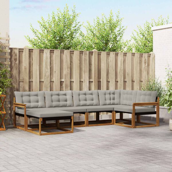 vidaXL V&auml;li diivanikomplekt padjaga 6 pcs Looduslik ja Hele Hall