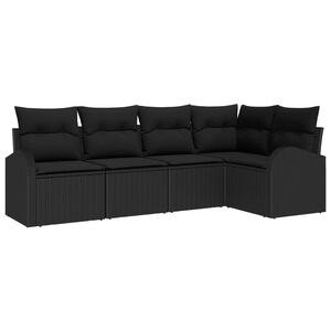 vidaXL Aia Diivanikomplekt padjaga ladustamisega 5 pcs Must pol&uuml;rotang