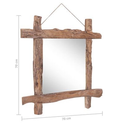 vidaXL puust peegel, naturaalne, 70 x 70 cm, tugev taastatud puit