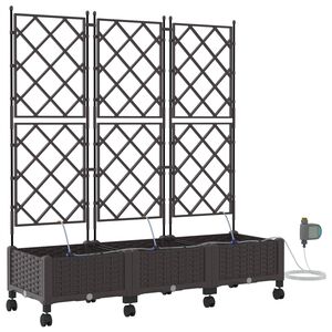 vidaXL Aiakonteiner Kastmise ja Ratastega 3 tk Pruun 120 x 40 x 132 cm