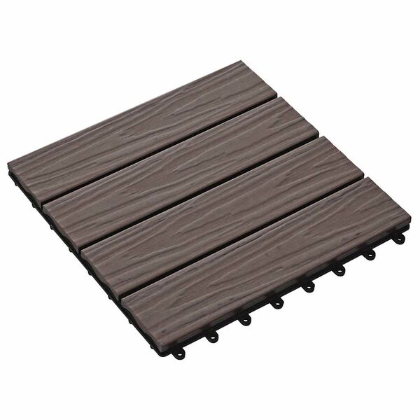 vidaXL 11 tk terrassiplaadid k&otilde;rgreljeefne WPC 30x30 cm 1 m&sup2; tumepruun