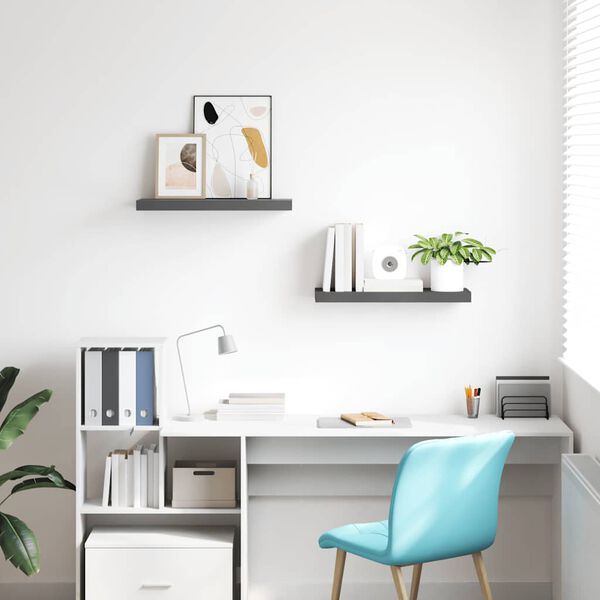 vidaXL seinariiulid, 2 tk, k&otilde;rgl&auml;ikega hall, 60 x 23,5 x 3,8 cm MDF