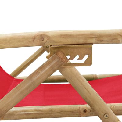 vidaXL allalastava seljatoega puhketool, punane, bambus ja kangas
