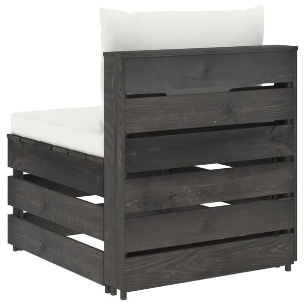 vidaXL keskmine diivan istmepatjadega, hall, immutatud puit