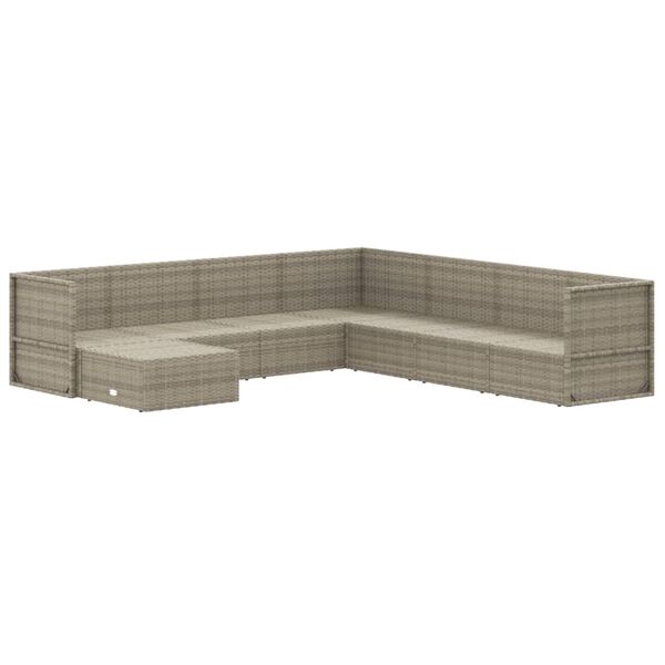 vidaXL 8-osaline aiamööbli komplekt patjadega, hall, polürotang